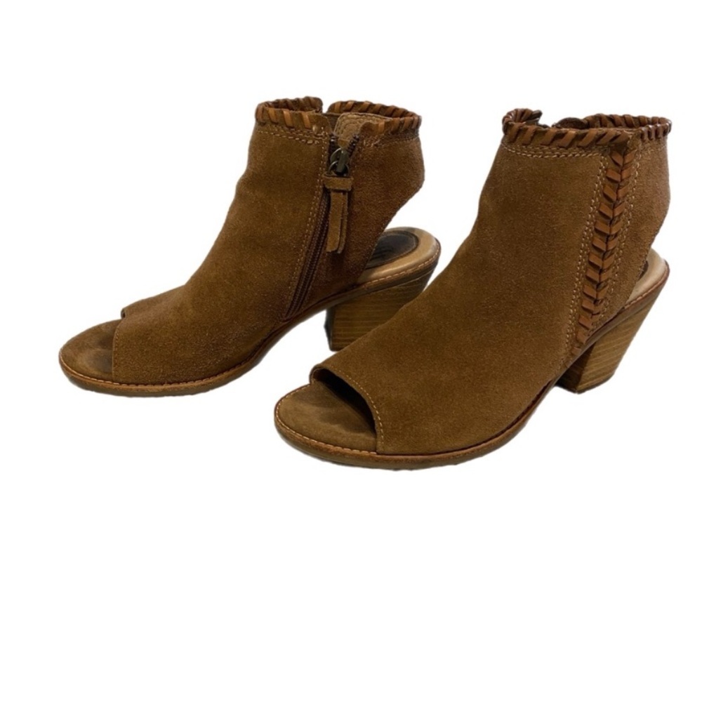 Sofft Brown‎ Festival Suede Peep-Toe Heeled Boots - Picture 2 of 10